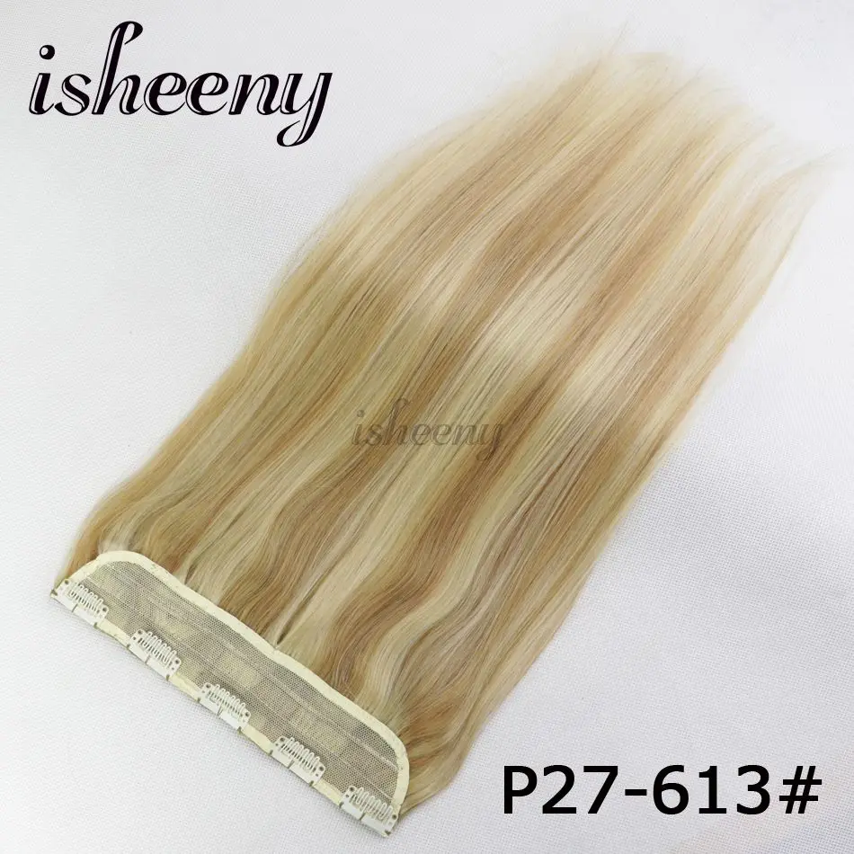 Isheeny, 14 дюймов, 18 дюймов, 22 дюйма, 1 шт., бразильские заколки для волос, Tic Tac, 5 клипов, remy, прямые волосы на заколках для наращивания - Цвет: P27/613 #