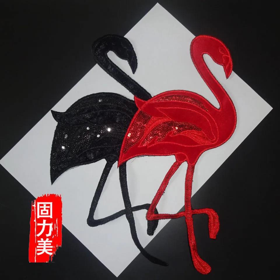 3 шт. красного розового и черного цвета Фламинго блесток патч с аппликационной