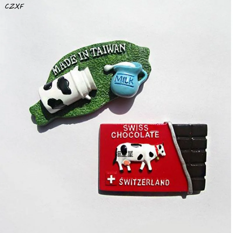 1 шт./компл. Kawaii Swiss World Tour Souvenir молочный шоколад коровы Стерео смолы магнит на