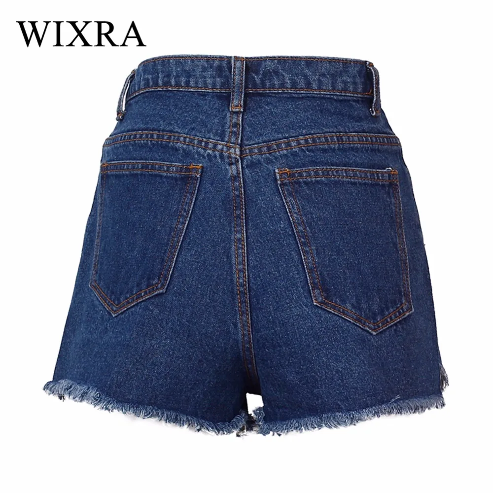 Женские джинсовые шорты Wixra синие свободные с высокой талией спереди и сзади|waist