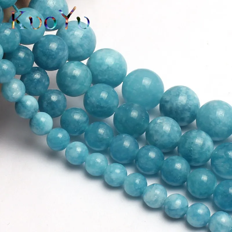 Круглые бусины синего халцедона незакрепленные из натурального камня для