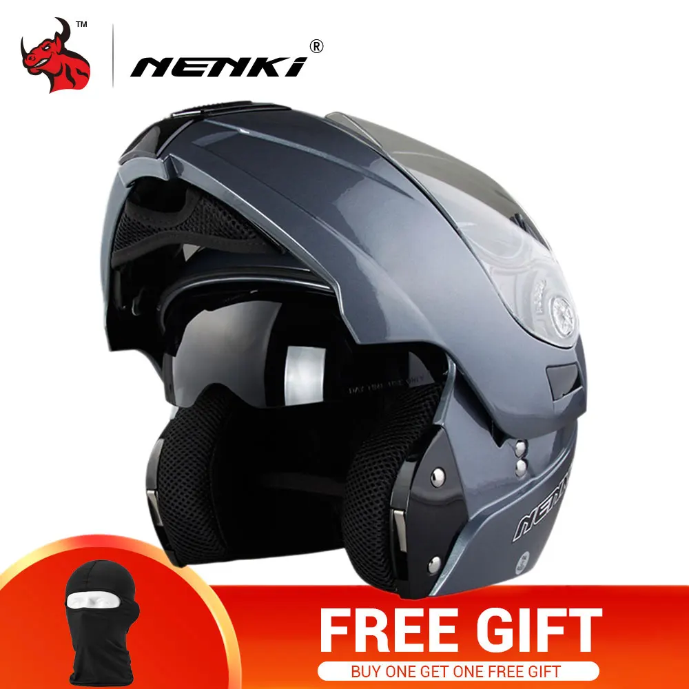 831 gray NENKI мотоциклетный шлем с двойными линзами, мотоциклетный шлем С Откидывающейся Крышкой, мотоциклетный шлем, мотоциклетный шлем для гонок по бездорожью - Цвет: 831 gray