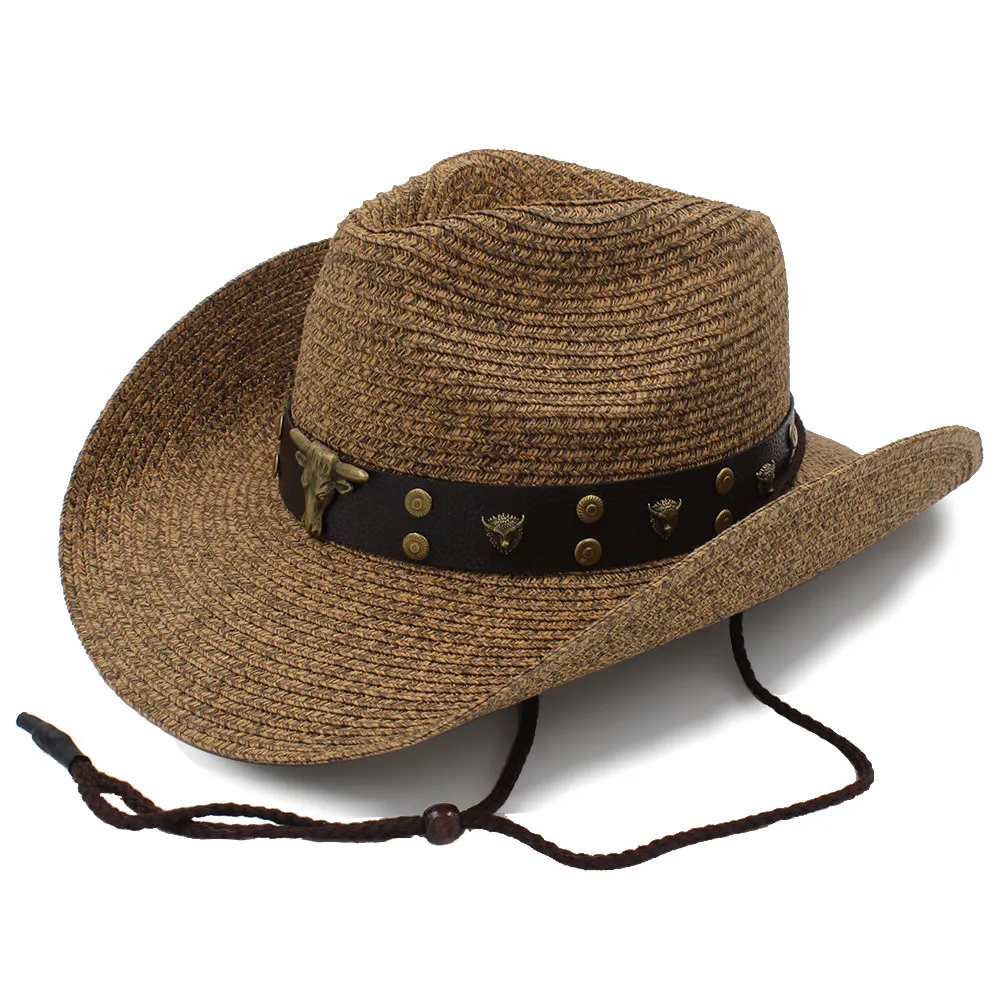 Мужская Ковбойская шляпа Sombrero кожаная в стиле панк размер 56 58 см A0106 XSJ 2019|Мужские