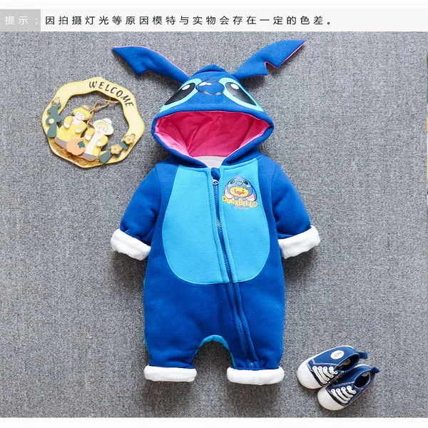 blue Boy Rompers Детский комбинезон для мальчика и девочки, комбинезон с длинными рукавами для дня рождения, одежда для мальчиков, милый зимний пуховый костюм с капюшоном с героями мультфильмов, детская одежда - Цвет: blue Boy Rompers