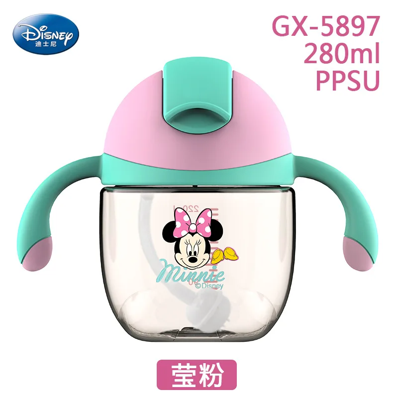 Подлинная Диснея PPSU Baby Feeder широкая непромокаемая Nuk с ручками бутылочка для кормления силиконовая соска для воды бутылочка для кормления ребенка - Цвет: 02