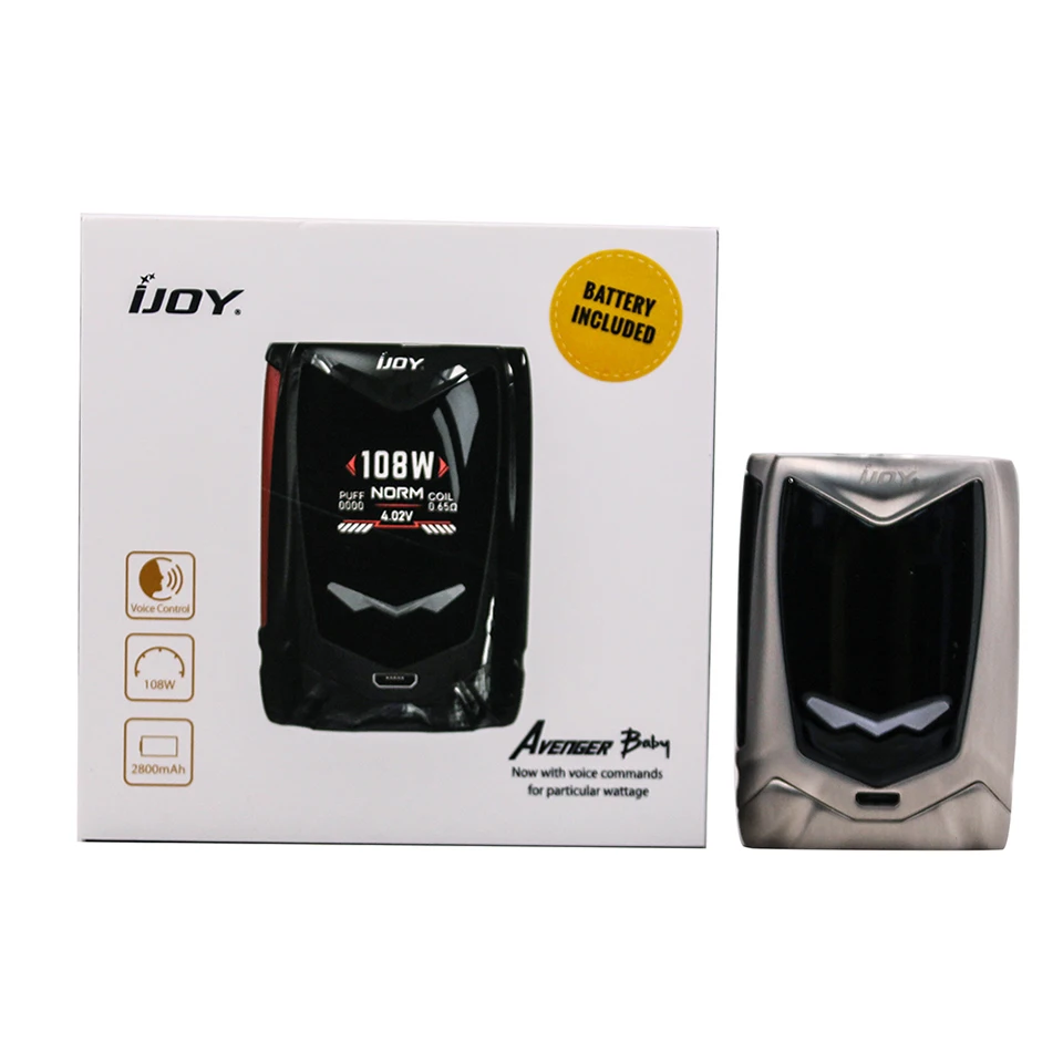 Оригинал IJOY Мститель baby 108W Box Mod 2800mAh Голосовое управление TC Портативный с ЖК