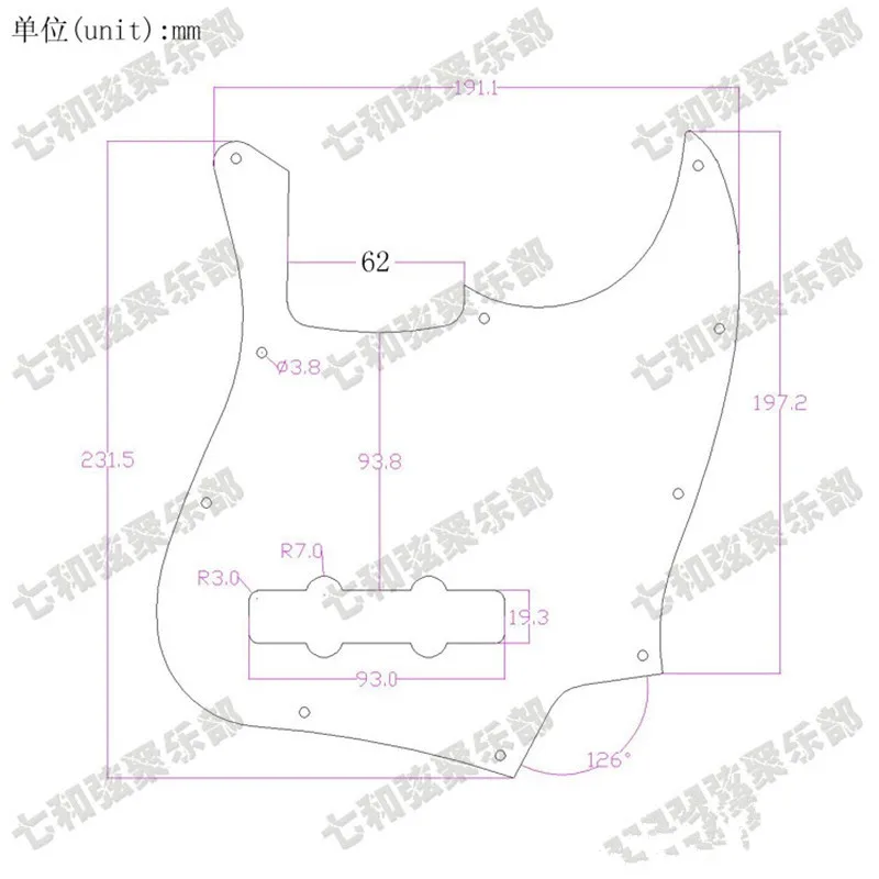 1 шт. черная фотополивинилхлоридная 3-слойная накладка на бас-гитару с 10