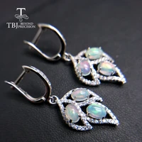 tbjtree leaf jewelry set with natural opal clasp earring and pendant in s925 silver colorful jewelry for women as gift