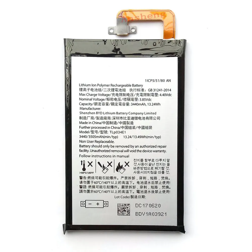 Высококачественный аккумулятор 3440 мАч BAT-63108-003 TLP034E1 для мобильного телефона BlackBerry KEYone