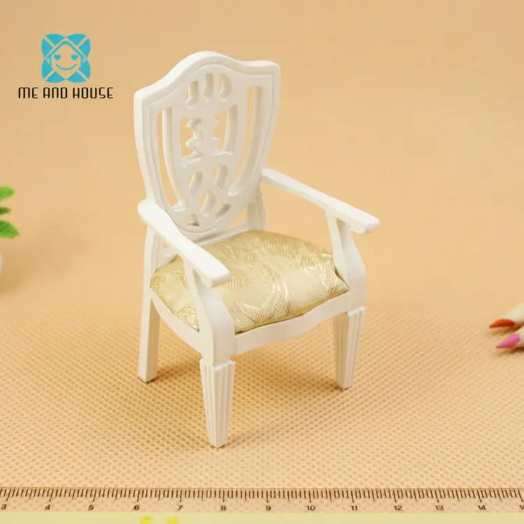 White Кукольный домик деревянное кресло мини Fauteuil детская имитация Ob 11 миниатюрный корт мебель для украшения кукольного дома - Цвет: White