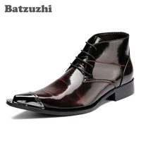 batzuzhi luxury men boots pointed metal tow lace up mens ankle boots business leather boots for men zapatos hombre eu38 46