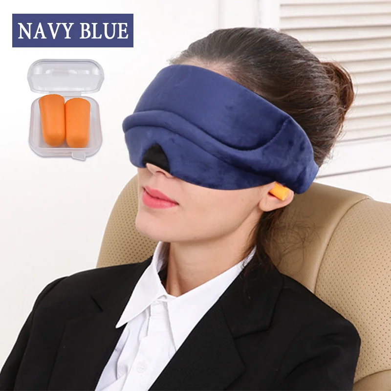 Navy Blue 3D маска для сна, маска для сна, маска для глаз, повязка на глаза, повязка на глаза для отдыха в путешествии, дышащая бархатная ткань, повязка на глаза, повязка на глаза - Цвет: Navy Blue