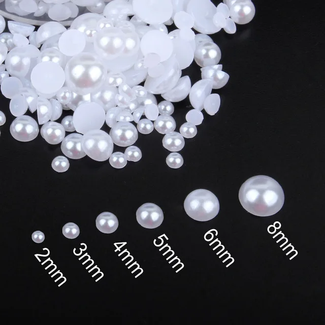 white 1000pcs/bag colourful round half pearl beads flat back For jewelry making Sewing Plastic ABS Pearl Beads2mm/3mm/4mm/5mm/6mm/8mm - Цвет: white