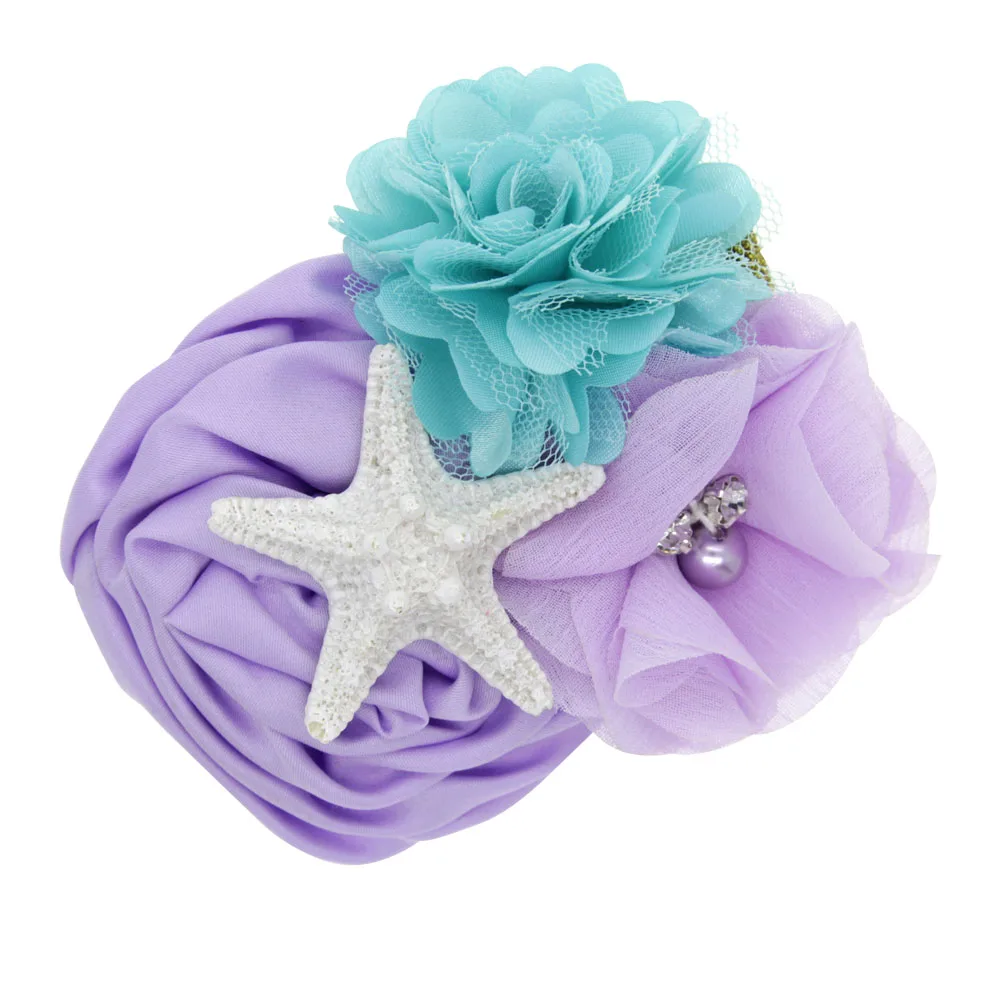 Повязка на голову HB340S для новорожденных эластичная лента с морскими ракушками