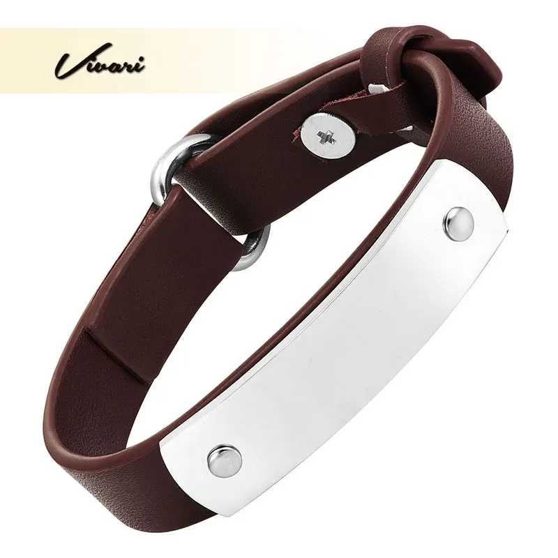 

Vivari Original Genuine Soft Leather Bracelet for Men Stainless Steel Buckle Bangle Men Comfort Wear Wristband Easy Clasps