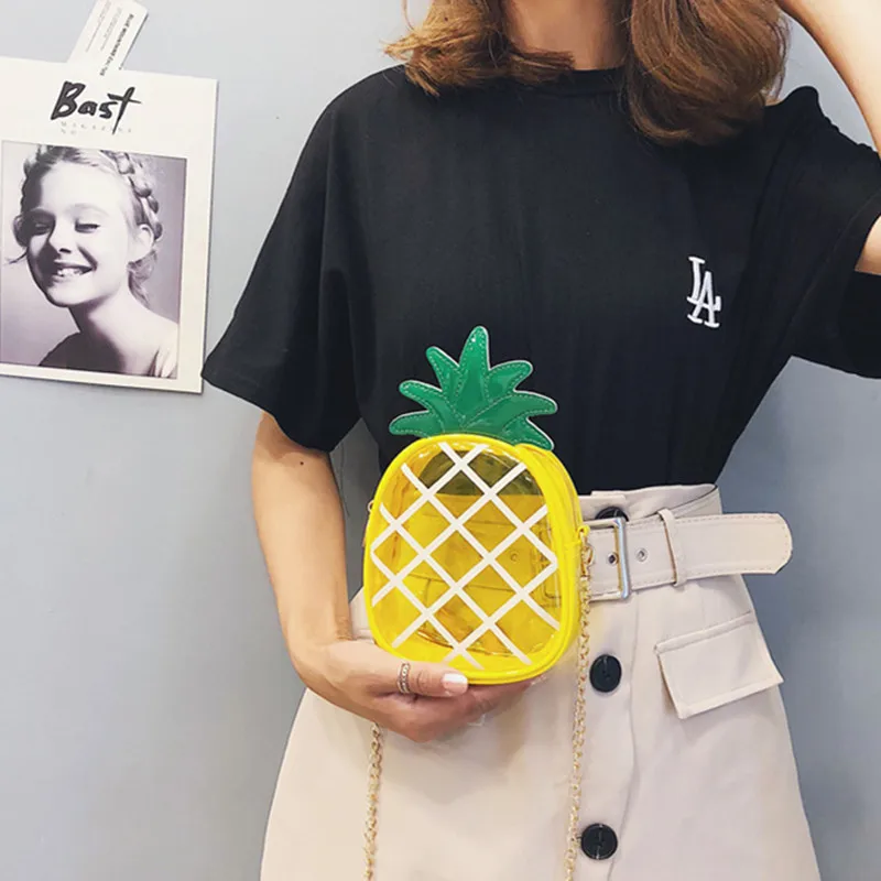 Женская сумка цветная оригинальная через плечо с изображением ананаса