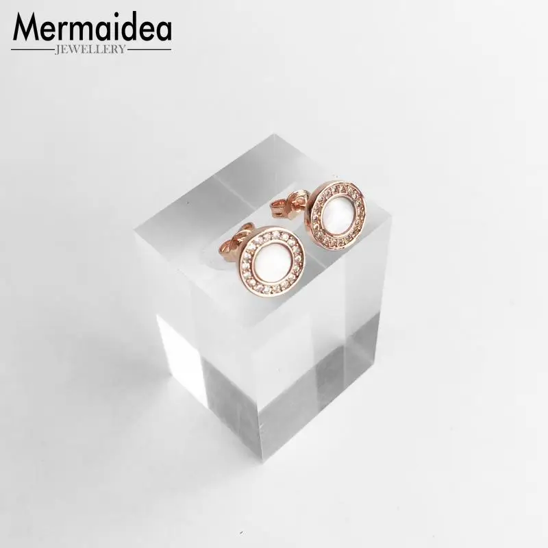 Круглые серьги-гвоздики из розового золота 2020 новые модные ювелирные изделия