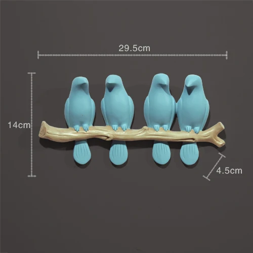 Blue 4 birds Настенные украшения из смолы птица креативные настенные наклейки для спальни для гостиной отеля дома ТВ фон украшения на стену - Цвет: Blue 4 birds