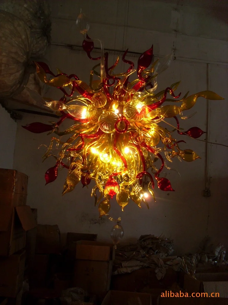 

Free Shipping Elegant Hotel Deco 100% Hand Blown Glass Big Crystal Chandelier