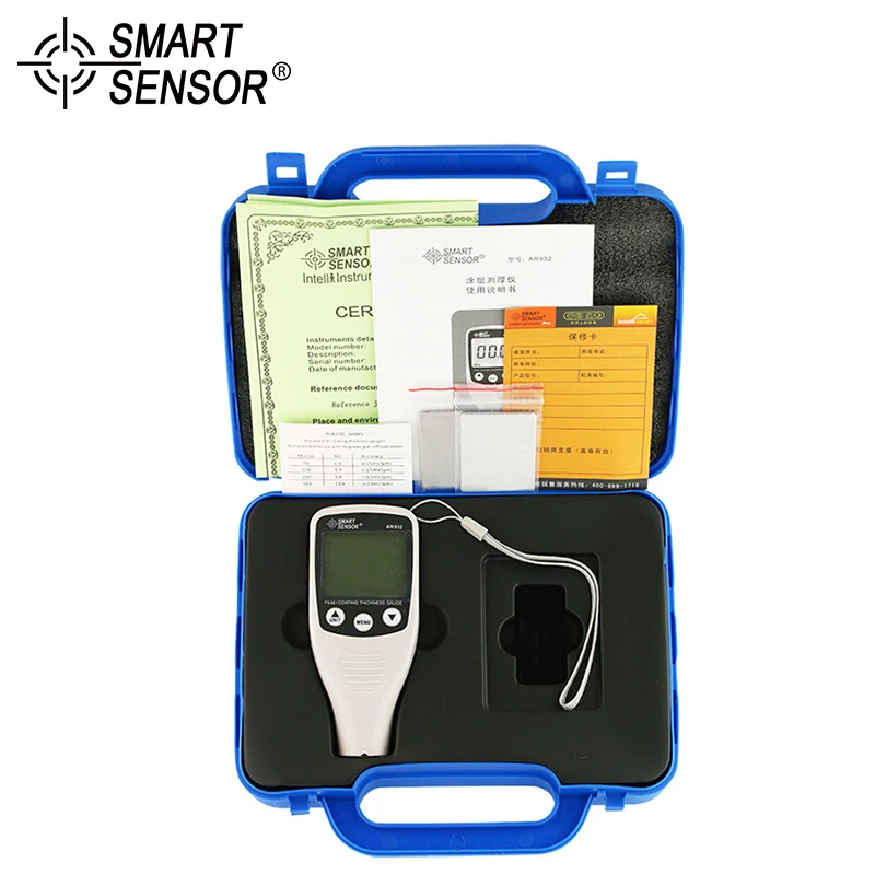 Smart Sensor AR932 цифровой Толщина датчик Краски покрытие Guage метр Диапазон 0-1500um F/N зонд