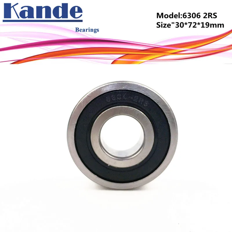Kande 63062RS 1 шт. ABEC-5 6306 2RS Однорядный глубокий шаровой подшипник 30x72x19 мм 6306RS подшипник