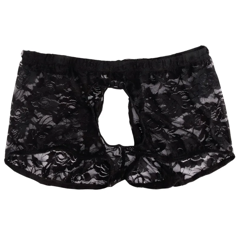 Трусы боксеры мужские прозрачные с кружевом пикантное нижнее белье для геев