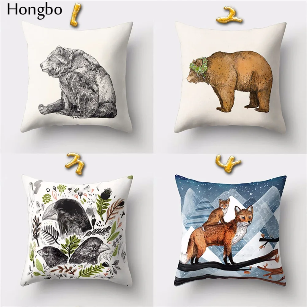Hongbo 1 шт. симпатичный мультяшный Лисий медведь чехол для подушки наволочка