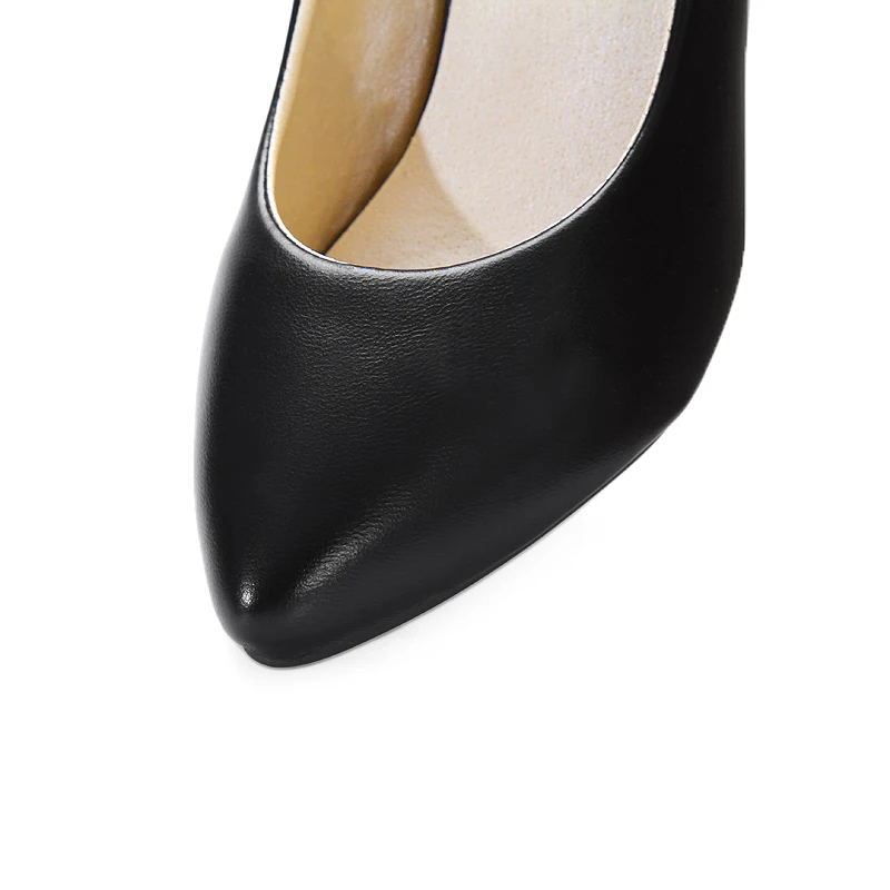 Женские туфли на среднем каблуке однотонные лодочки с острым носком большой