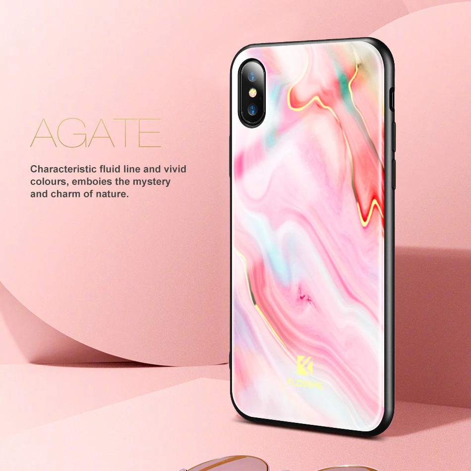 FLOVEME Роскошный чехол для телефона с рисунком Агата iPhone X XS 8 7 мягкими краями Apple Plus