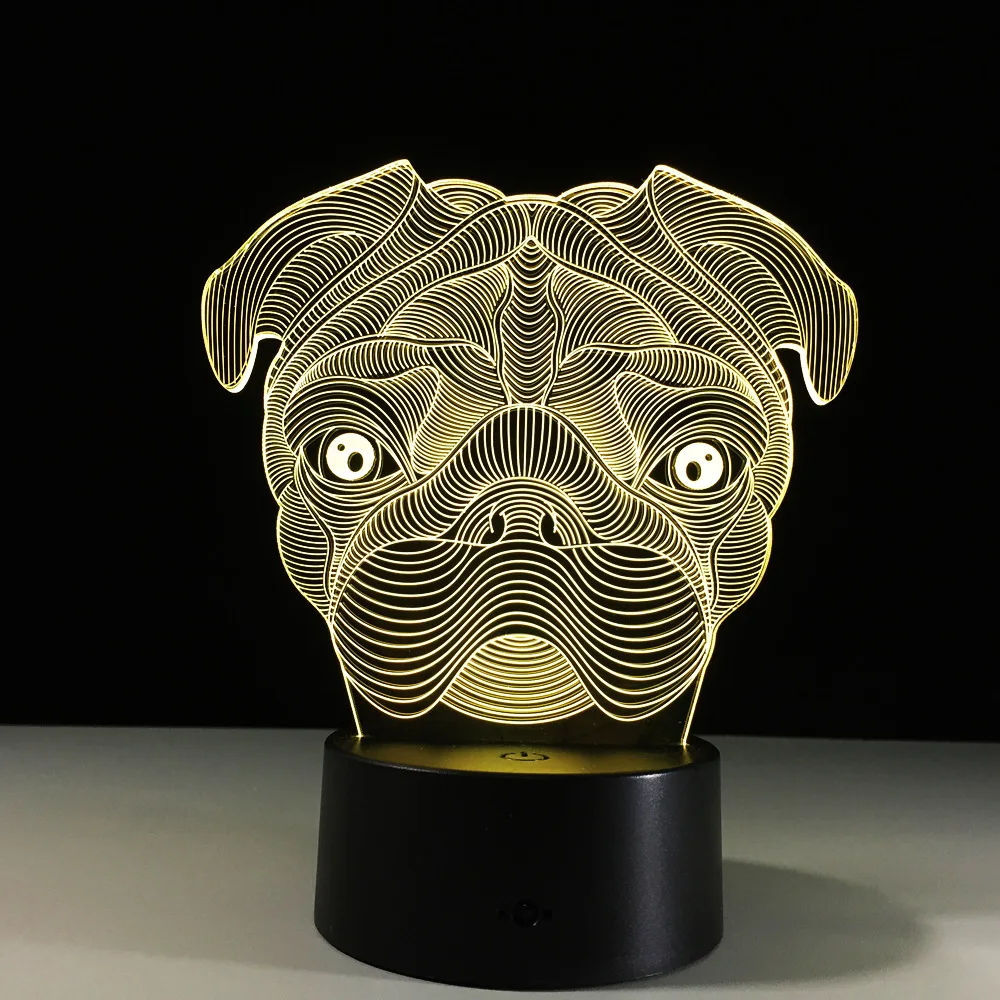 Shar Pei Dog 7 Color Lamp 3d Visual Led Night Lights For Kids Touch Usb Table Lampara Lampe Baby Sleeping Nightlight | Освещение