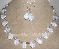 hot sell pink pearl moonstone necklace earring sets