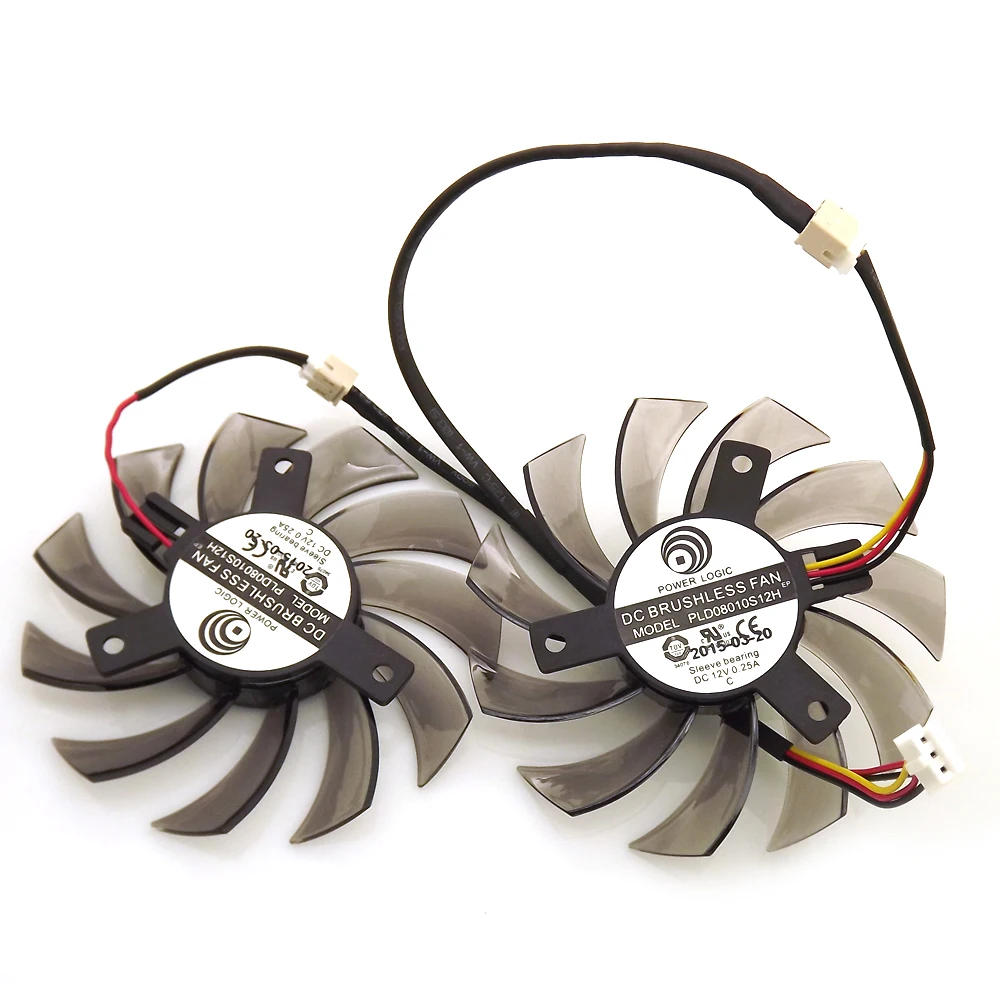 Бесплатная доставка 2 шт./лот PLD08010S12H 3Pin 75 мм DC12V 0.25A 40*40*40 для видеокарты GIGABYTE кулер