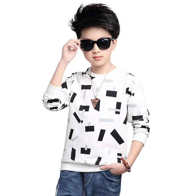 Розничная продажа новинка Весенняя футболка с длинными рукавами для мальчиков