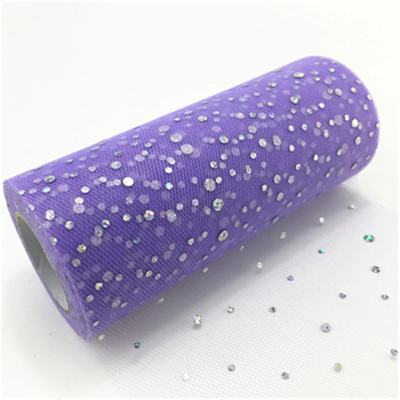 Light Purple 15 см* 22 м блеск рулон тюля с блестками юбка-пачка ткань тюль рулон свадебная отделка органзы Baby Shower день рождения декор для детей - Цвет: Light Purple