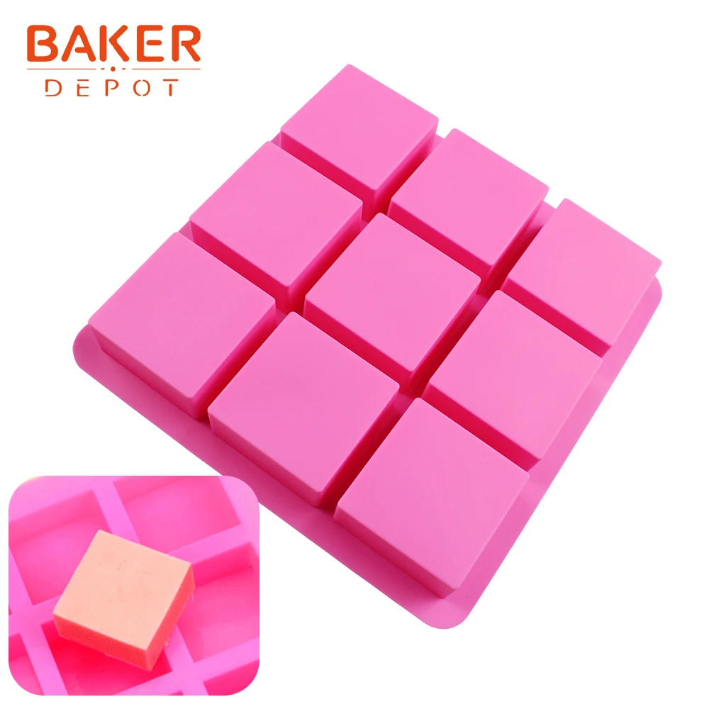 BAKER DEPOT силиконовая форма для торта квадратное ледяное Мыло Форма для пудинга, Желе Форма для торта для печенья, Кондитерские наборы для десерта 9 отверстий