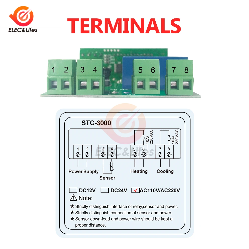 STC-1000 STC-3000 3008 3018 220V 10A цифровой Температура контроллер терморегулятор охлаждения нагреватель инкубатор термостат 12V 24V