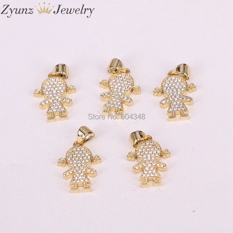 

20PCS ZYZ300-4738 Micro pave cz girl pendant charms beads for jewelry making