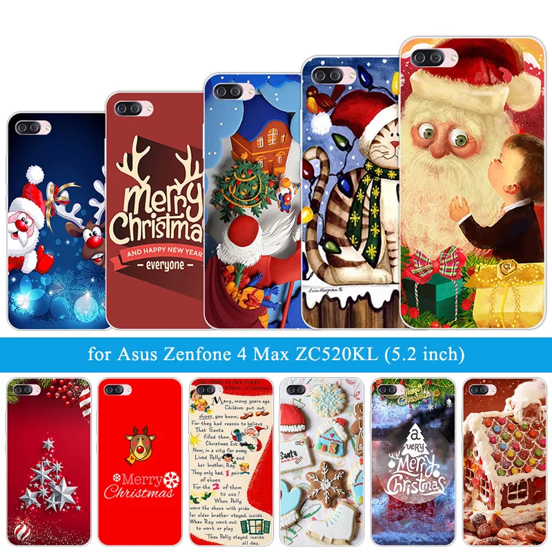 Чехлы для телефонов Asus Zenfone 4 Max ZC520KL TPU Рождественская прозрачная задняя крышка силикон для Asus Zenfone 4 Max ZC520Kl