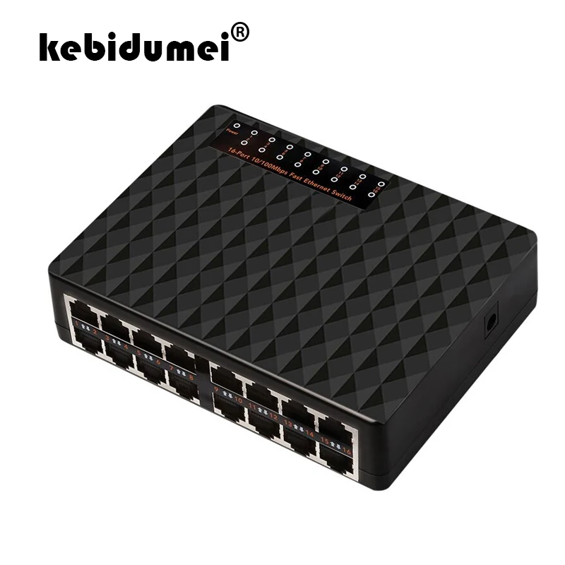 Kebidumei Высокое качество 16 Порты 10/100 Мбит сетевой коммутатор Fast Ethernet LAN RJ45 Vlan