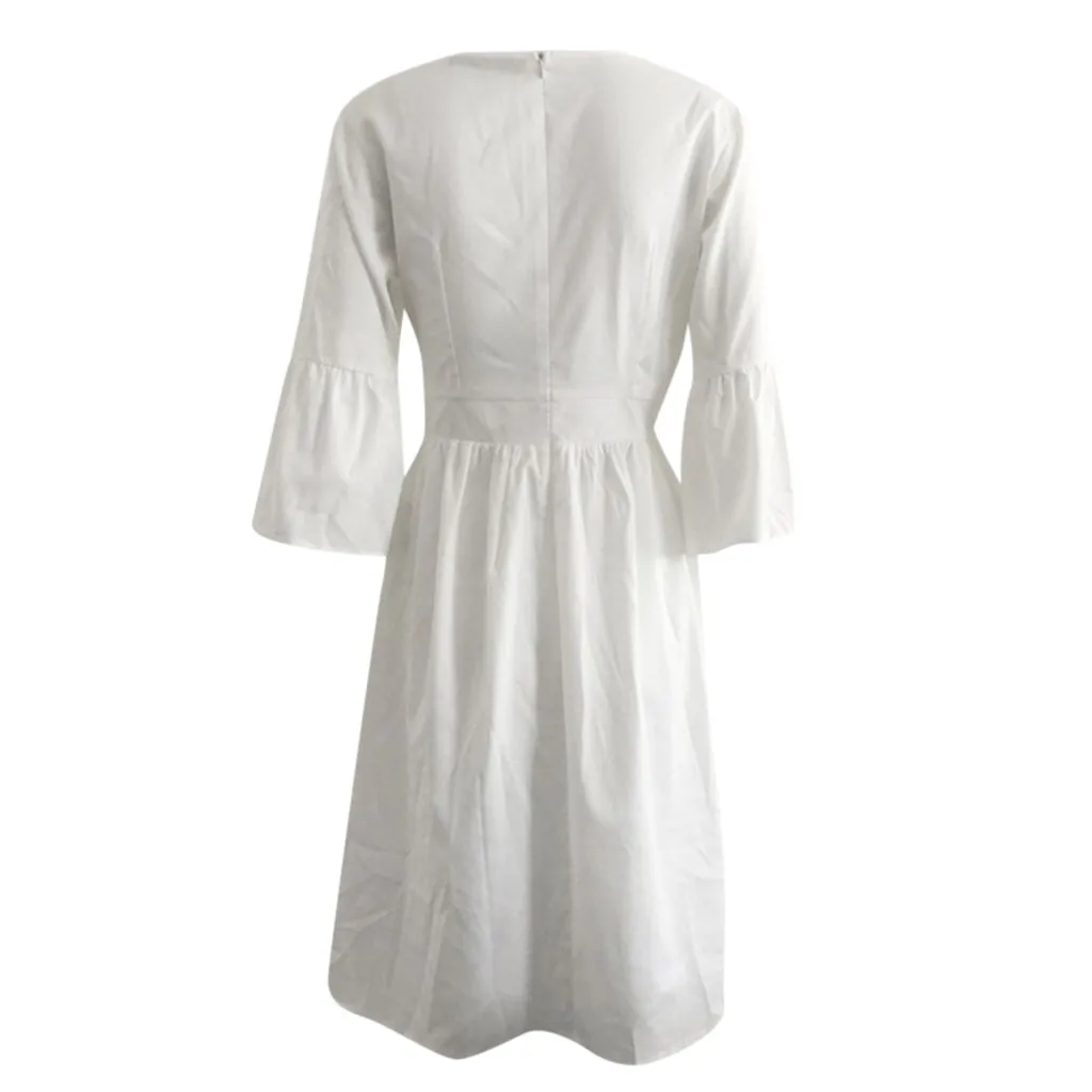 Женское летнее свободное богемное пляжное платье с рукавом три четверти и