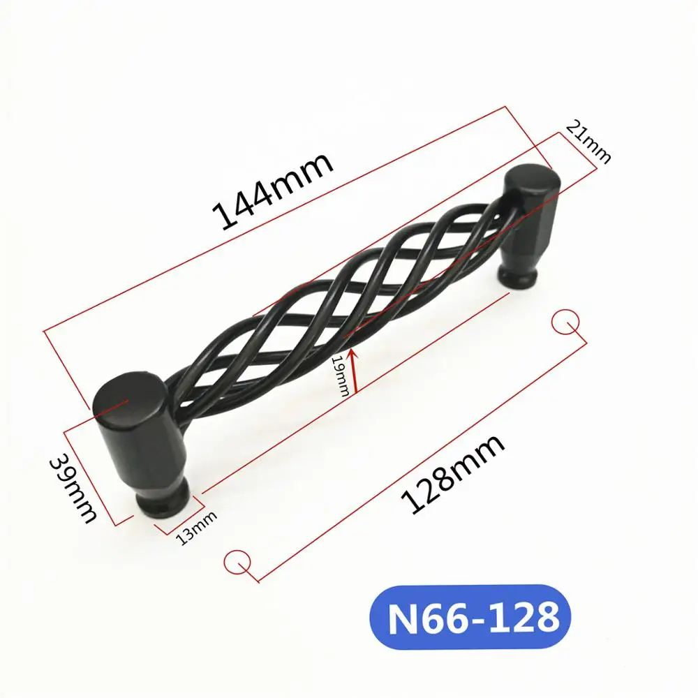 Hole pitch 128mm Черный Клетка Стиль Выдвижной ящик для мебели тянет для шкафа комода шкафа двери шкафа отверстия CC 96/128/160/192 мм - Цвет: Hole pitch 128mm