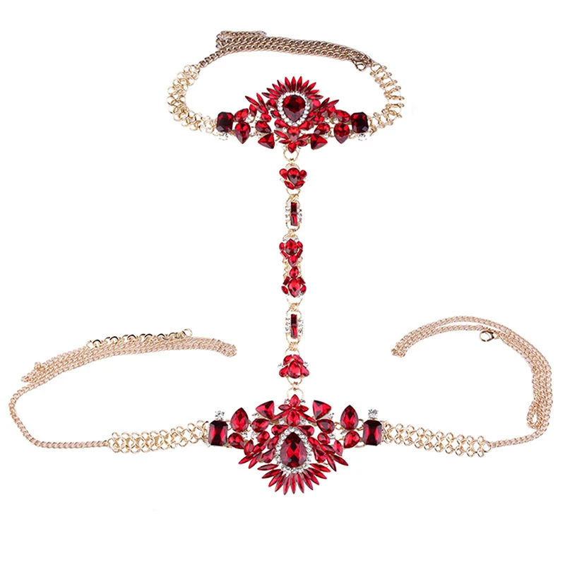 Пикантные Украшенные стразами Gem Подвеска жгута цепь тело колье Цепочки и