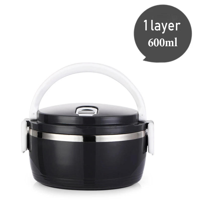 1 Layer (Black) Японский Ланч-бокс, термоконтейнер для еды, Bento box из нержавеющей стали, ланчбокс для детей, портативный, для пикника, школы, утолщенный контейнер для еды - Цвет: 1 Layer (Black)
