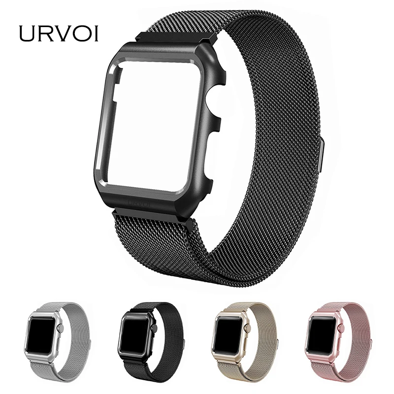 URVOI milanese для apple watch, ремешок серии 3 2 1, ремешок из нержавеющей стали для iwatch, магнитная пряжка, чехол, защитный чехол