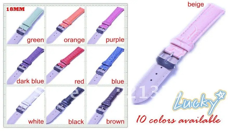

Best price----Wholesale Lots 40pcs 18mm leather imitation Bamboo grain Watch Bands colourful 10 colour available