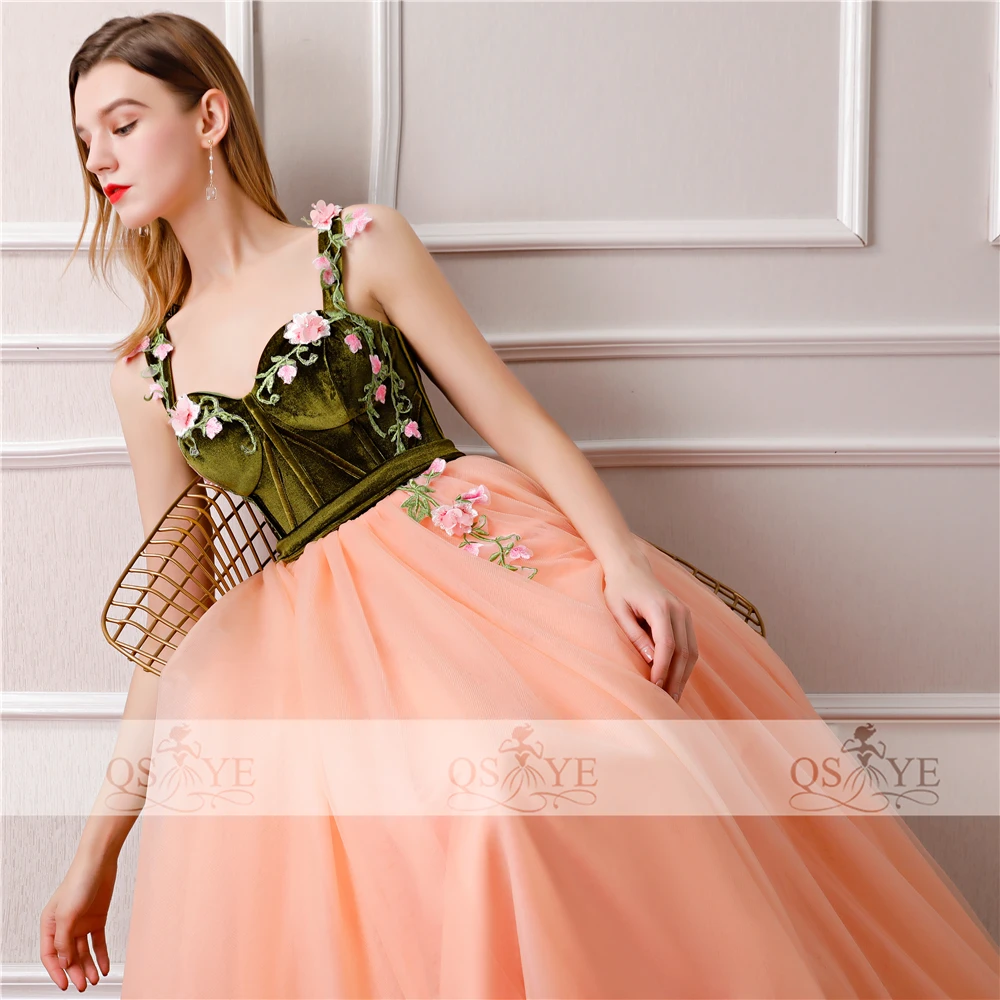 QSYYE 2018 винтажные Длинные Выпускные платья Robe de Soiree 3D цветочное розовое Тюлевое