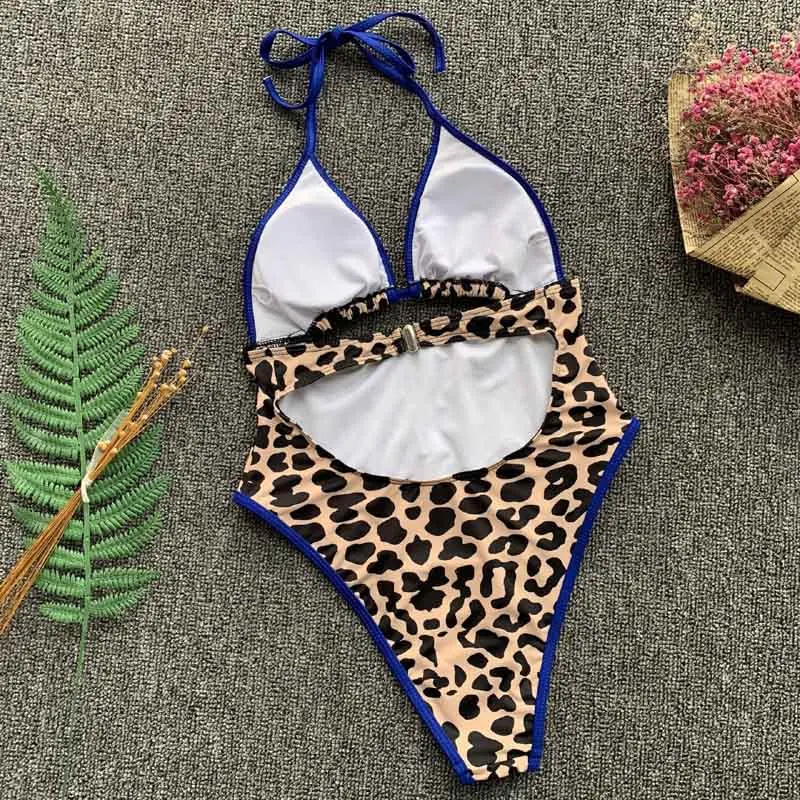 

Sexy Deep V Neck Leopard Print One Piece Swimsuit 2019 New Push Up Women Swimwear Female Bather Bathing Suit Swim Lady Monokini