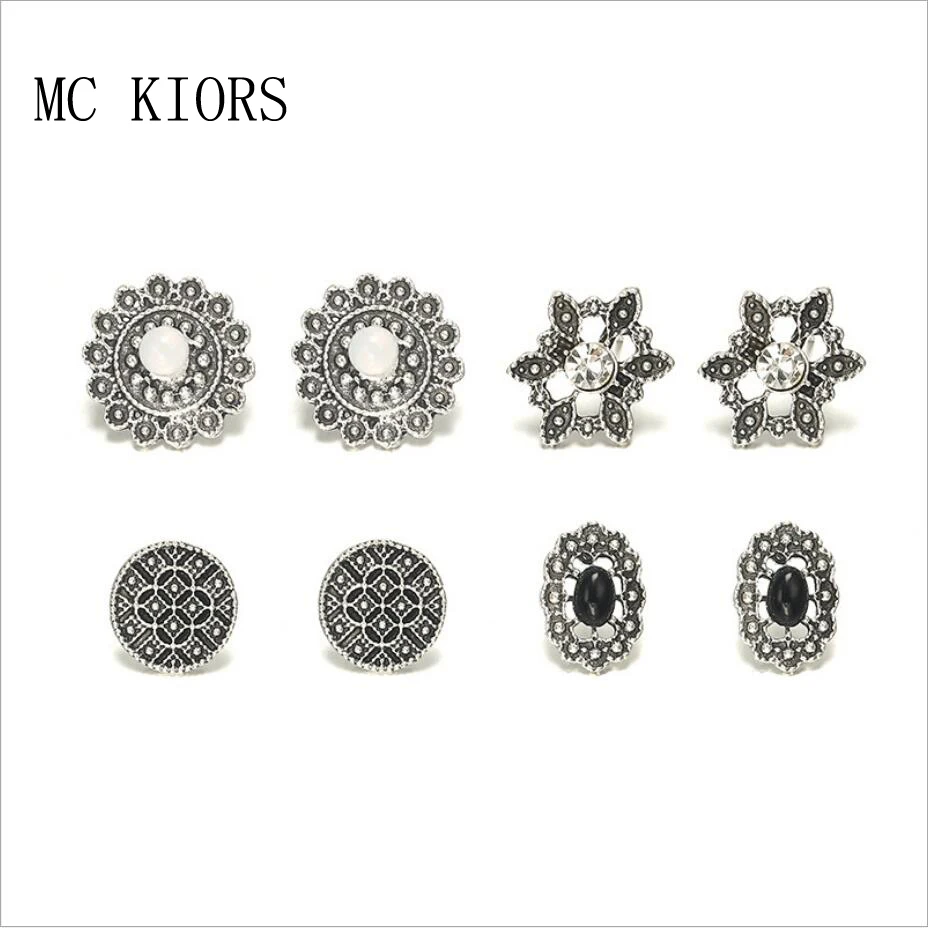 4 комплекта цветок круглый геометрический полый Стад Винтаж Сережки для женщин