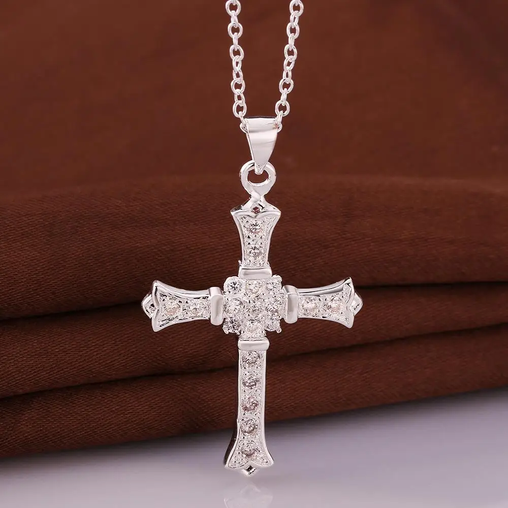 N633 Оптовая Продажа Модные с серебряным покрытием Jewelry Крест Иисуса Бог тонкой