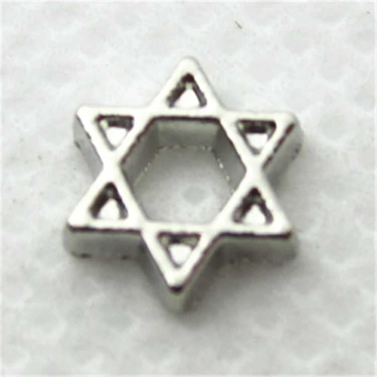 Лидер продаж 50 шт./лот Серебряная Звезда Давида Плавающие Подвески живые
